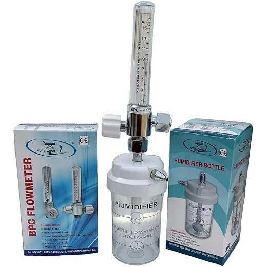 Pulse BPC Oxygen Flow meter with Humidifier Bottle for Mox Regulator and Medical Gas Outlet