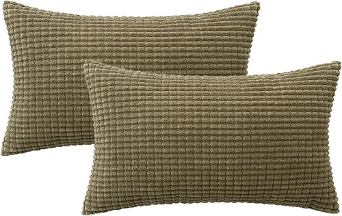 Miniatura 6 de MIULEE - Juego de 2 fundas de almohada de 12 x 20 pulgadas, granulado suave de pana decorativa, fundas de cojín para sofá, dormitorio, sala de