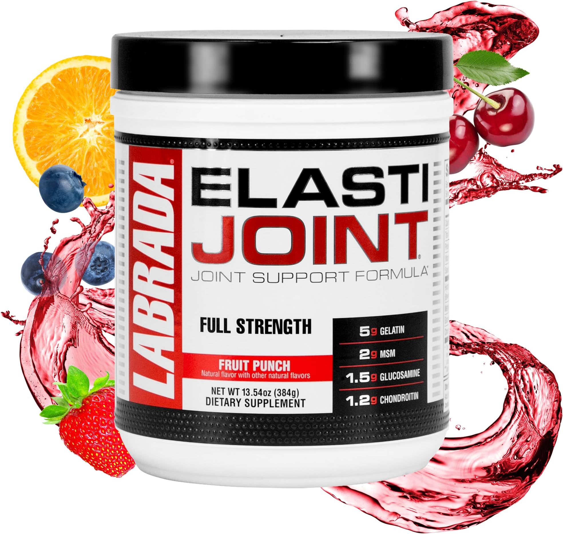 LABRADA ElastiJoint - Joint Support Formula (13.54floz/384g, 30 Serving, Fruit Punch)_Post-Workout, All In One Drink Mix, Enhance Join Elasticity & Flexibility