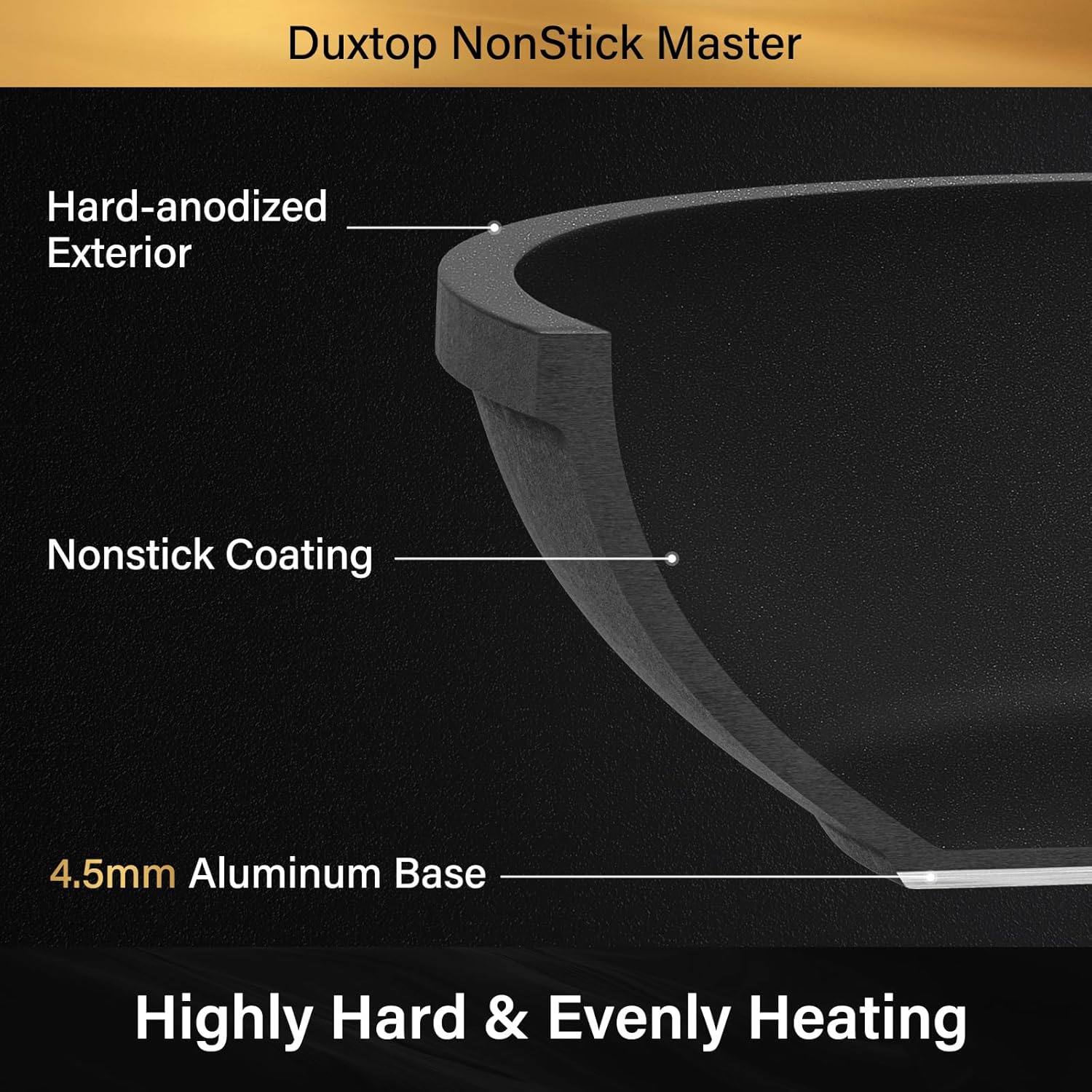 Duxtop Hard-Anodized Nonstick Cookware Set 10 PCS Anti-Scratch Pots and Pans Set, Aluminum Kitchen Induction Cookware PFAS-Free, Oven Safe to 500 °F, Dishwasher Safe, Black