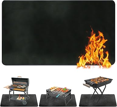 Ogrmar 48 x 30 Inch Under Grill Mats for Outdoor Grill, Indoor Fire Pit/Fireplace Mat, Waterproof Oil-Proof Grill Floor Pads, BBQ Mat Protector for Deck, Patio and Grass 48 * 30 Inch