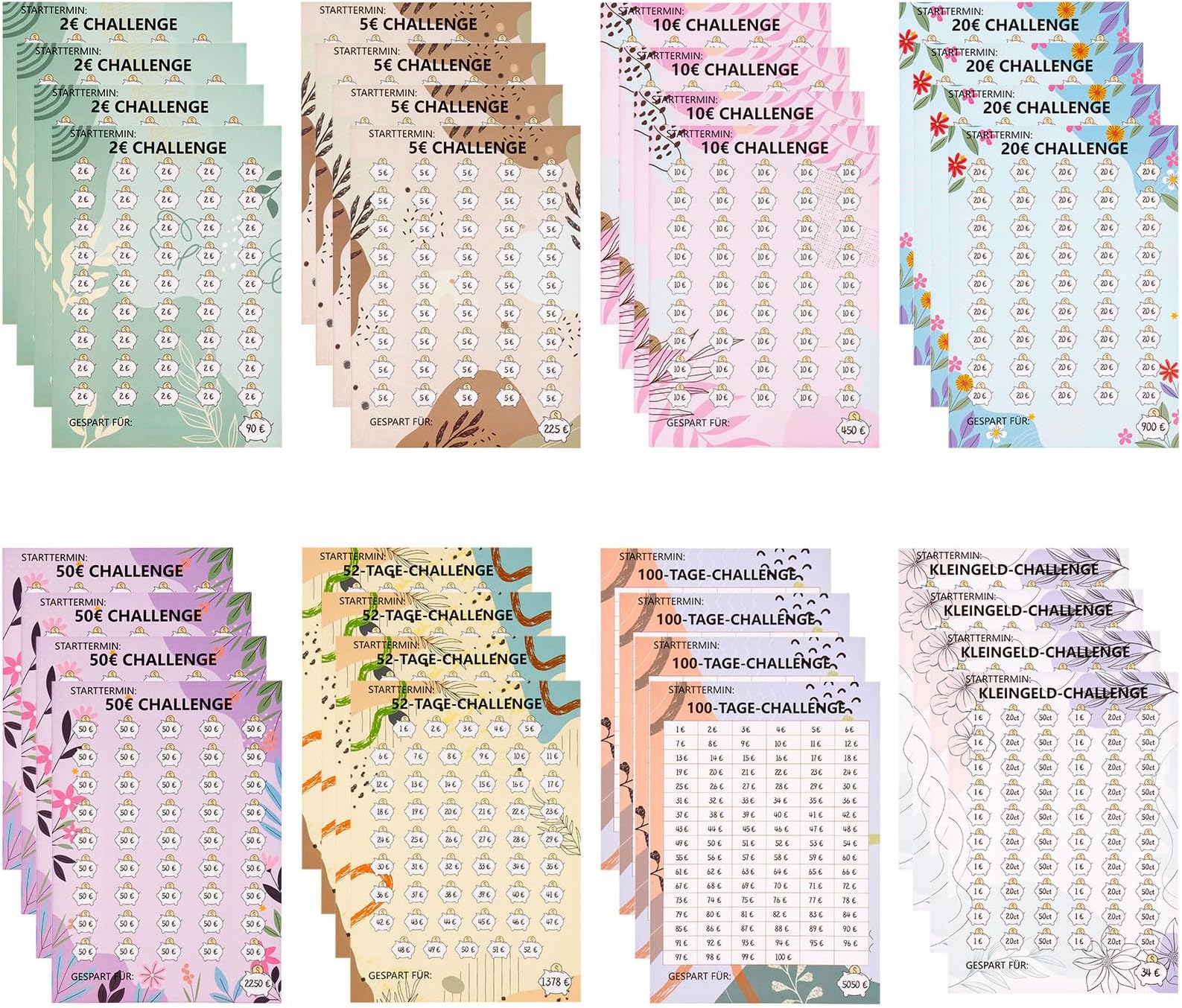 6 Holes Budget System Refill, 48pcs A6 Savings Challenge Budget Planner