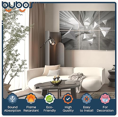 Miniatura 44 de BUBOS Paquete de 8 paneles acústicos artísticos insonorizados, paneles de pared de 47.2 x 31.4 pulgadas, paneles de pared acústicos decorativos