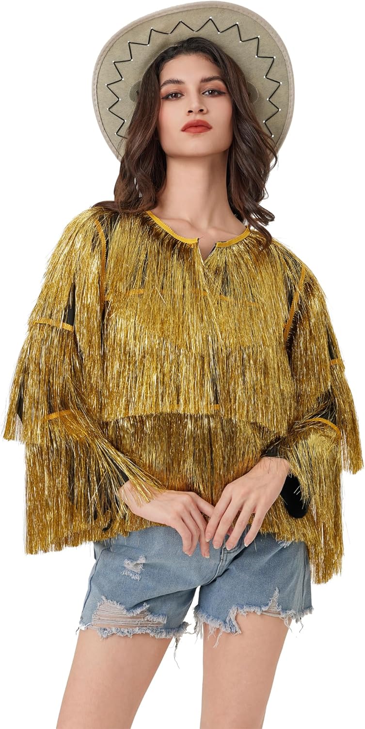 MISI CHAO Thin Tinsel Jacket with Loose Fit Extra Dense Multilayer Tinsel Coat for Festival Carnival - Image 4
