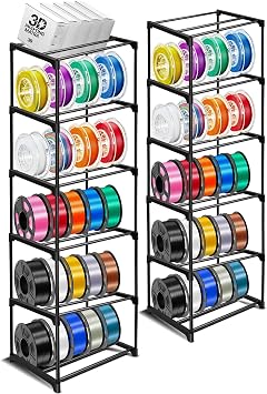 GRETJOB 10-Tier Modular 3D Printer Filament Storage Rack, Metal Filament Spool Holder & Organizer, Holds 60 Spools1kg, Filament Storage Shelf for 3D Printing Machine, Tool-Free Assembly