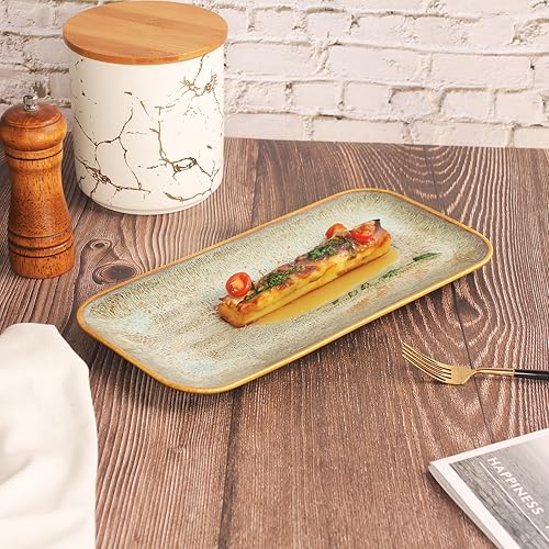 Miniatura 9 de Juego de 4 platos llanos de cerámica, aptos para microondas y lavavajillas, resistentes a los arañazos, vajilla de cocina, platos de porcelana para