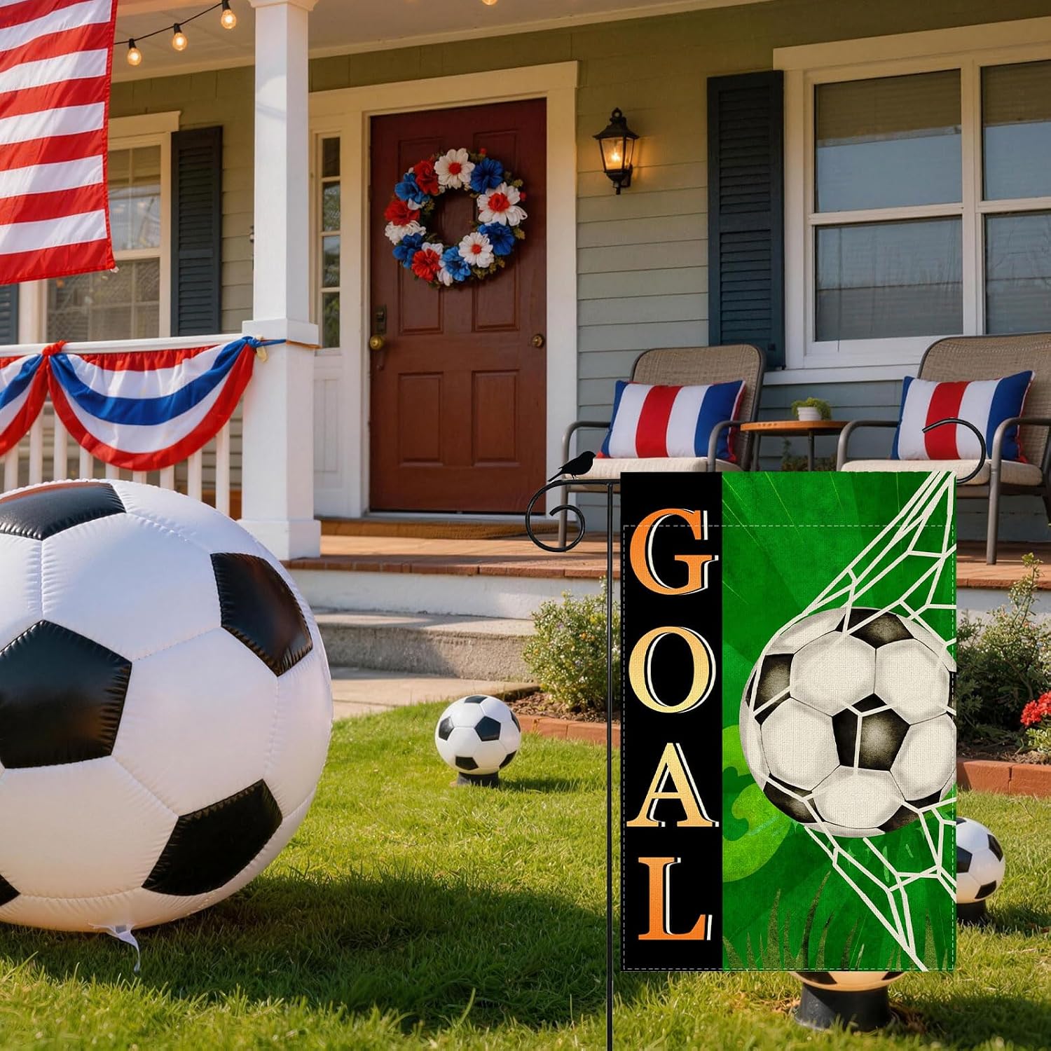 Goal Soccer World Cup Garden Flag 12x18 Inch Double Sided Small Mini Yard Flag Outdoor Outside for Holiday Game Day Soccer Party Decoration
