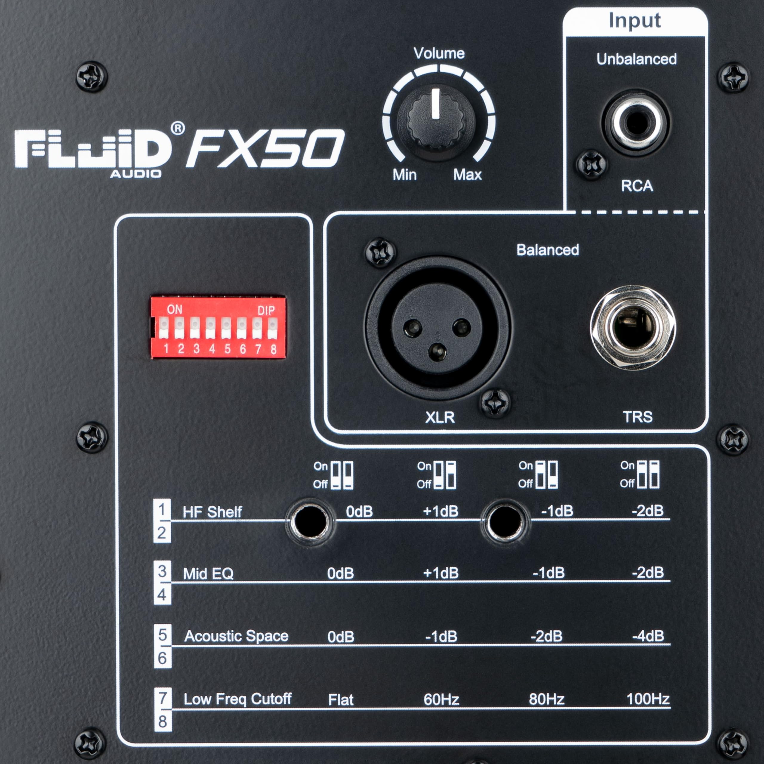 Fluid Audio FX50 V2 Enceintes de Monitoring de proximité (moniteurs de Studio Actifs, Pilote coaxial 2 Voies, woofer 5 Pouces, 60W RMS), Noir