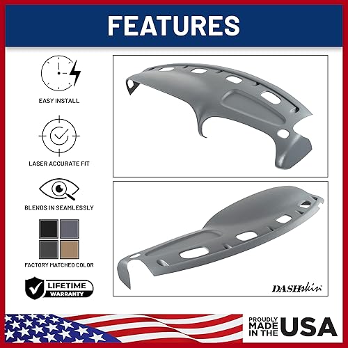 Miniatura 4 de DASHSKIN Tapa moldeada para salpicadero compatible con Dodge Ram 1500 1998 1999 2000 2001 (98-02 Ram 2500 y 3500) en gris niebla, fabricada en los
