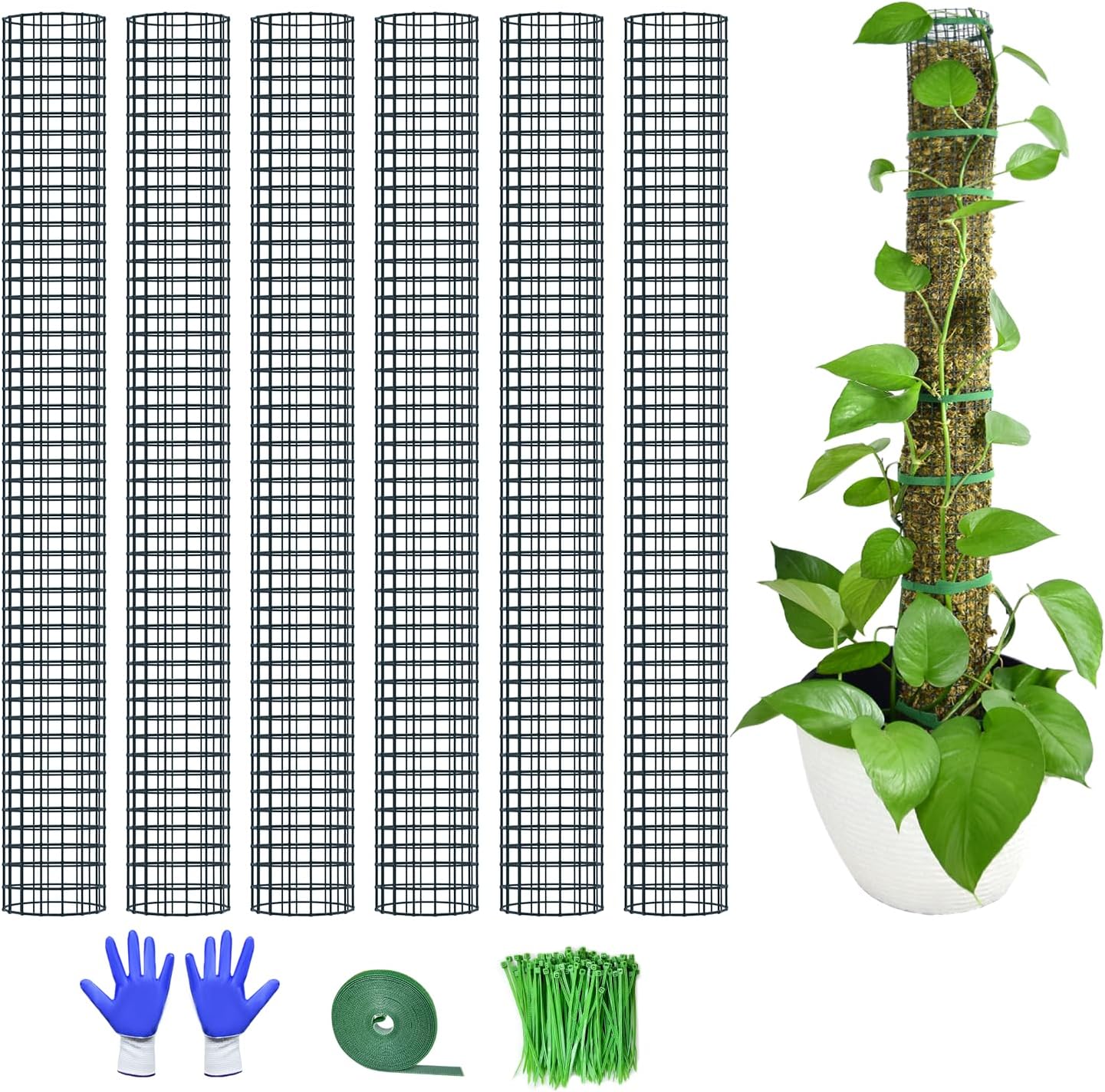 6 Pack Metal Moss Pole, 40"/24"/15" Moss Poles for Plants Monstera, Stackable Sphagnum Moss Pole, Moss Pole for Plants Work with Sphagnum Moss(6 Pack 40")