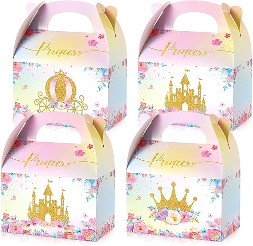 Nezyo Cajas de regalo de princesa y príncipe, cajas de princesa rosa, cajas de regalo de castillo de príncipe azul, cajas de regalo de corona de