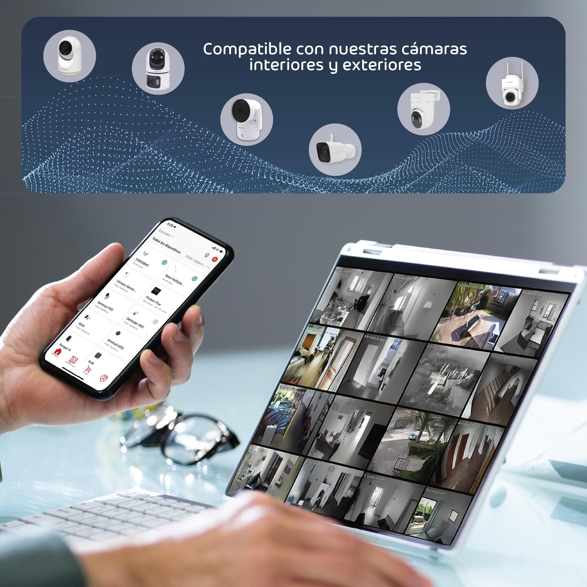 Energeeks - Grabador NVR - 4 Cámaras de Exterior Incluidas - 16 Canales - Disco Duro 1TB - Grabación 24/7 - Conexión RJ45 - Solo Compatibles con Cámaras de Seguridad con Protocolos ONVIF
