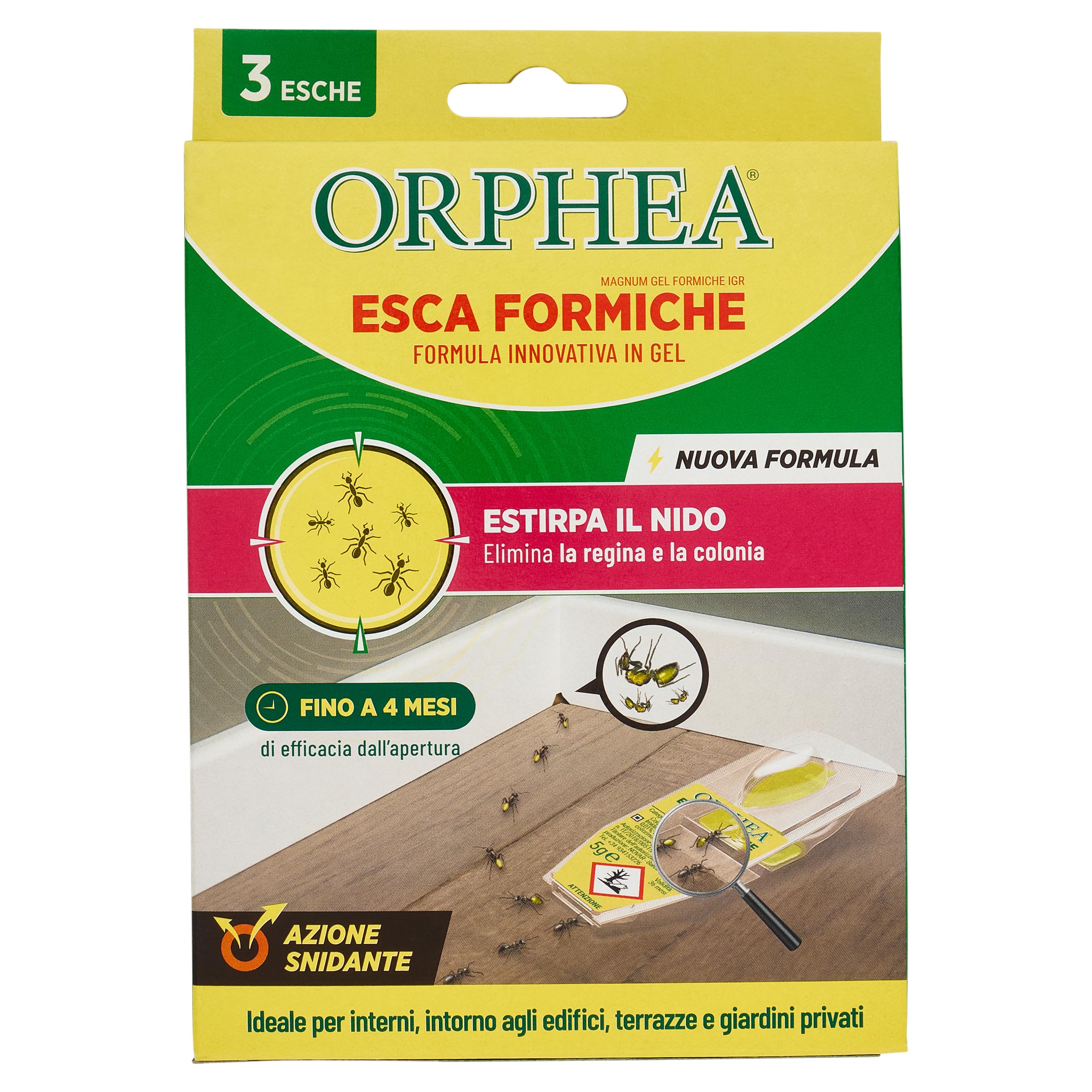 Orphea, Esca per Formiche, con Formula Innovativa in Gel, Estirpa il Nido e la Colonia, Ideale per Interni, Edifici e Terrazzi, Efficacia 4 Mesi