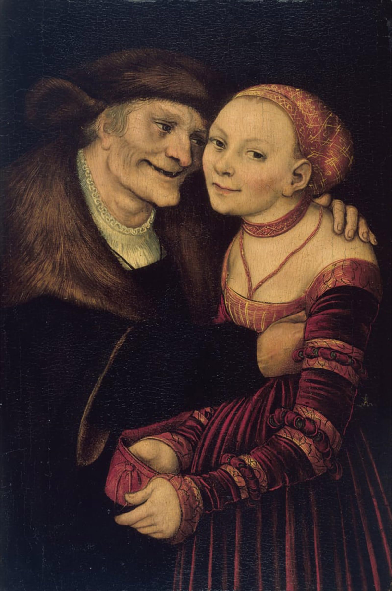 ARTXLXXBN Famous Painting Art Wall Decor Abstract Art Picture the Unequal Couple by Lucas the Elder Cranach Animal Pictures for Home Decor 60x90cm