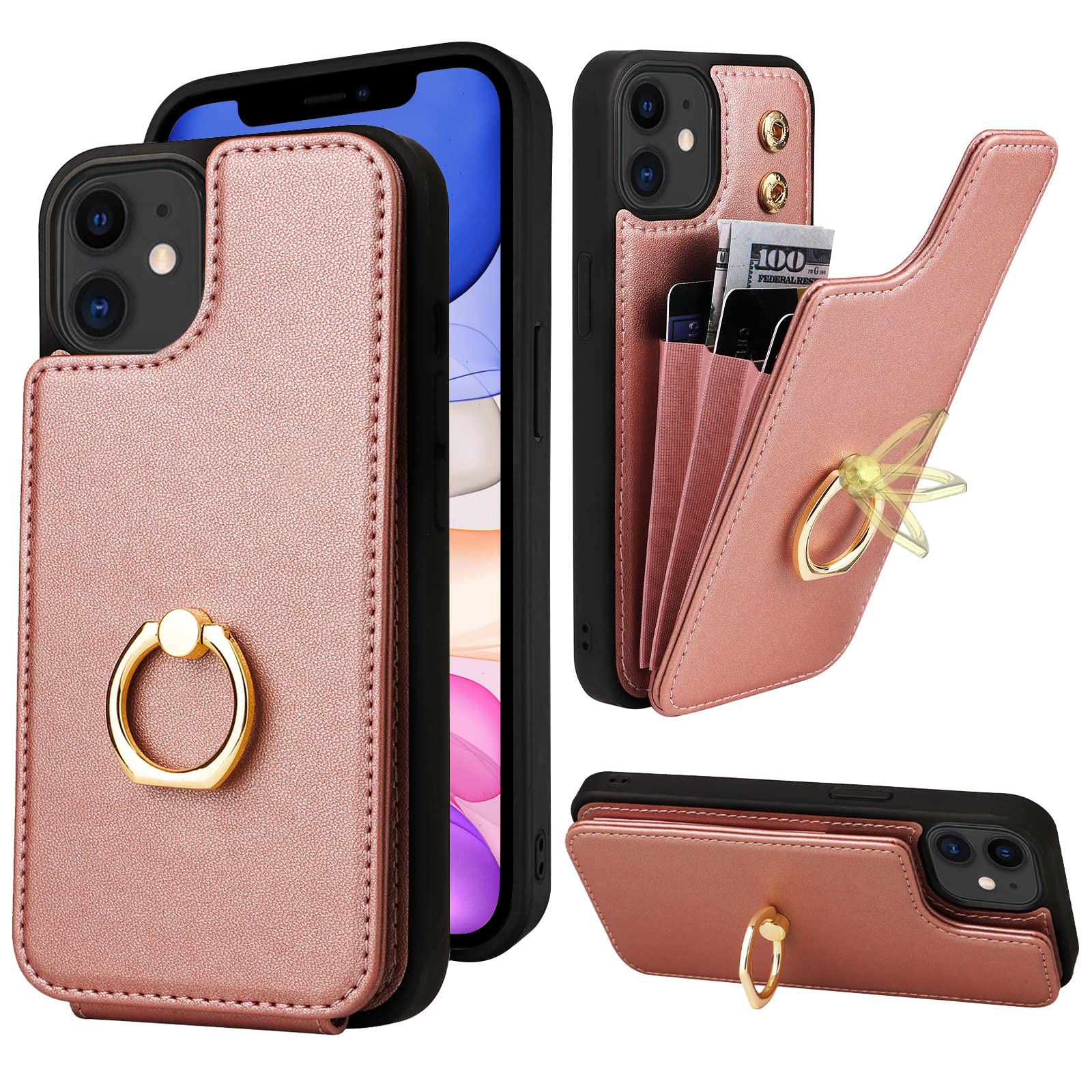 Funda flip para teléfono móvil con tarjetero carcasa protectora con tapa anticaídas 7