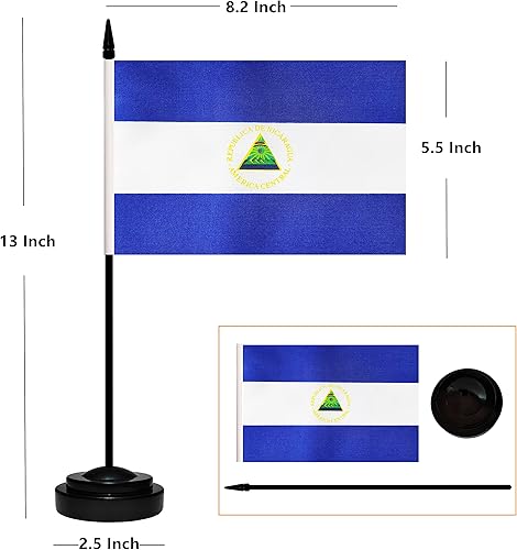 Miniatura 107 de Juego de banderas de escritorio de Cuba, paquete de 2 banderas cubanas de mesa para oficina, mini bandera de escritorio pequeña con poste negro