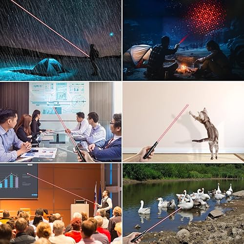 Miniatura 9 de Puntero láser recargable de alta potencia, bolígrafo láser con enfoque ajustable de largo alcance con tapa de estrella, bolígrafo puntero láser