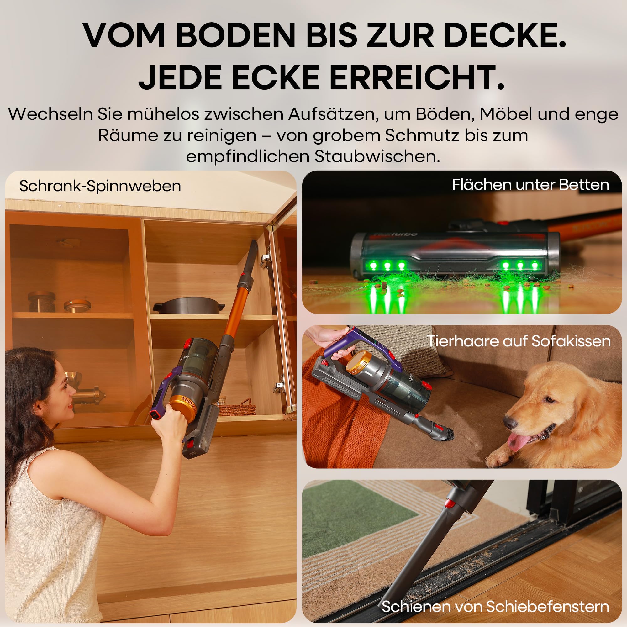 KIPMAX Akku Staubsauger 50000Pa/550W/70Min,1.5L akku Staubsauger Kabellos mit Display,Anti-Tangle-Bürste,7-Schicht-Filtra & Duftfunktion für Teppiche/Tierhaar/Hartböden