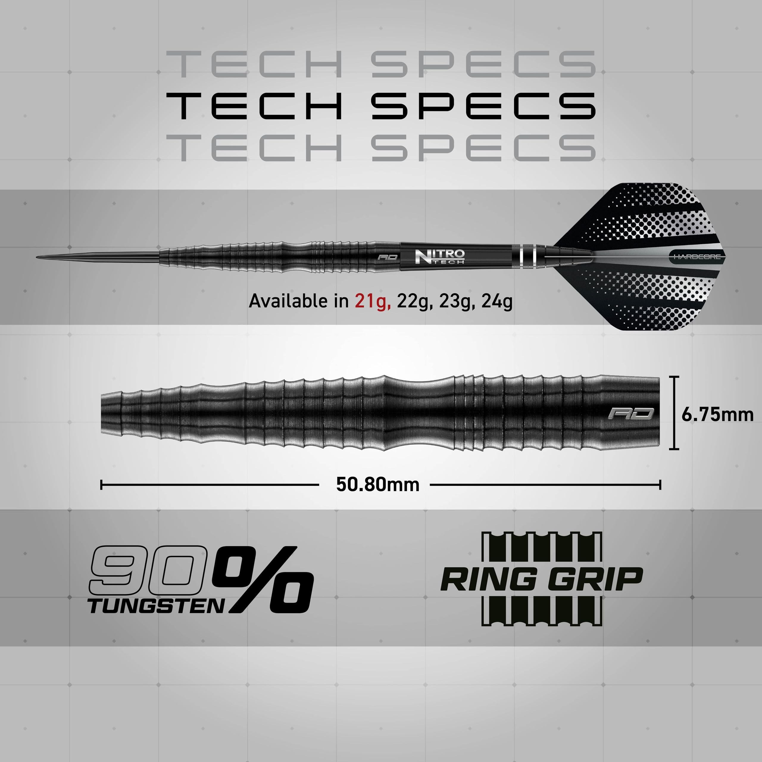 RED DRAGON Set di Freccette in tungsteno Professionale Razor Edge Extreme con Alette e steli