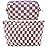ZLFSRQ 2Pcs Checkered Makeup Bag for Women Large Small Checkered Cosmetic Bag Set Aesthetic Preppy Pencil Case Cute Pencil Pouch Purple Makeup Pouch for Purse Travel Toiletry Bags Zipper Skincare Bags
