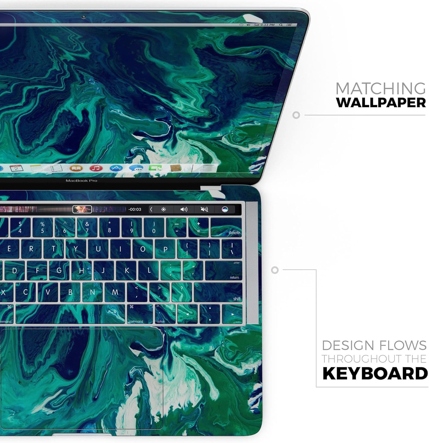 DesignSkinz - Compatible with MacBook Pro 16" M3/M4 (A2991/A3403) - Skin Decal Protective Scratch Resistant Vinyl Wrap - Teal Oil Mixture