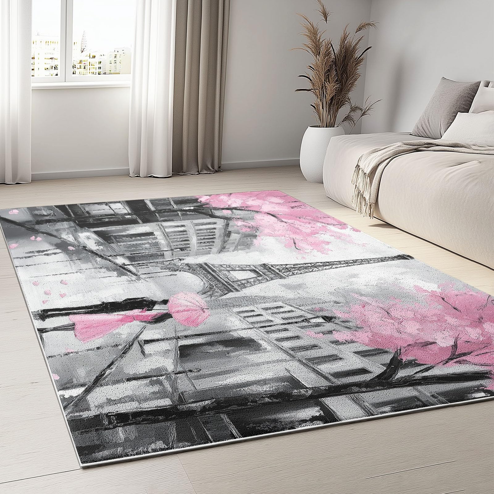 Tapis chambre 160x230 rose gris lavable salon