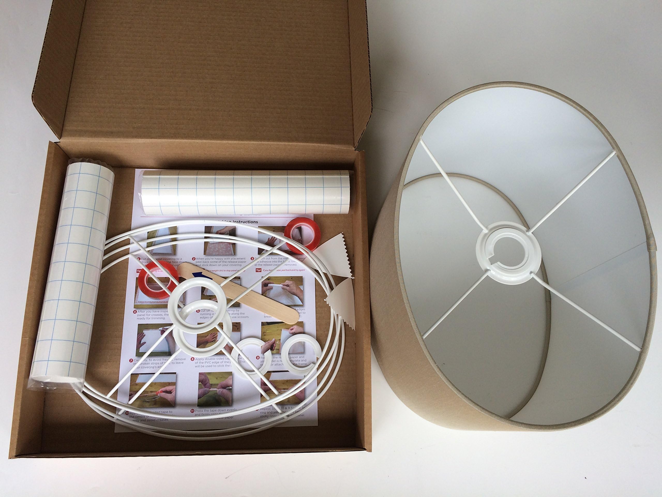 30cm Oval Twin Pack Lampshade Making Kit for Ceiling or Table lamp..DIY. Includes Wooden Stick (30cm Twin Pack, Oval)