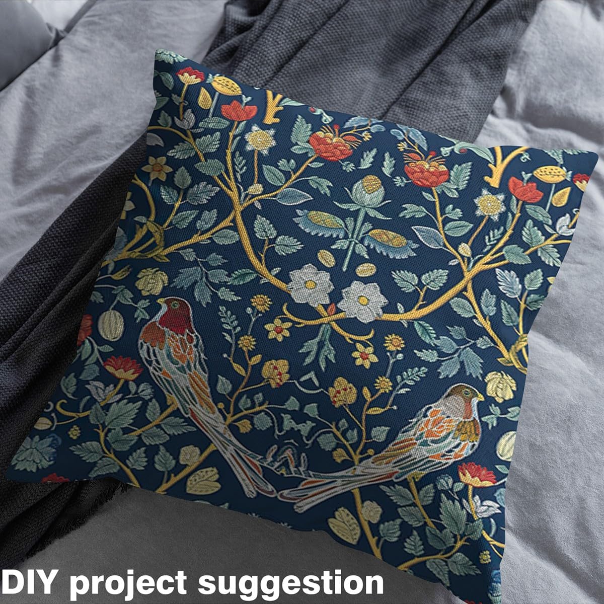 jejeloiu Kids Vintage Floral 5 Yards Fabric by The Yard Retro Bird Bohemian Decorative Waterproof Outdoor Fabric Flower Geometric Upholstery Fabric for Chairs Outdoor Fabric