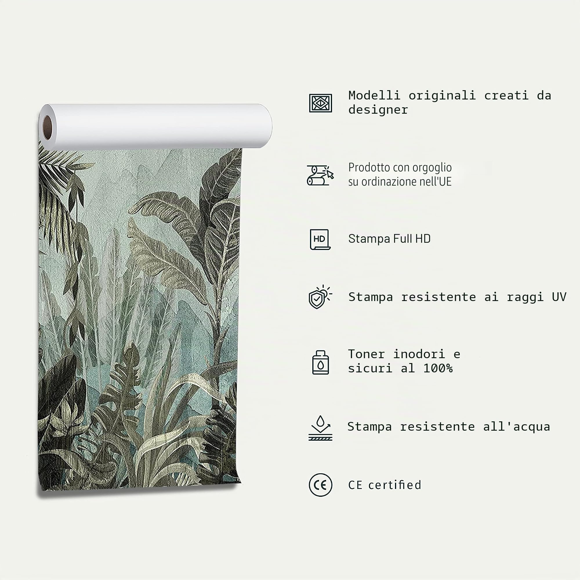 murando - Carta da Parati Moderna Spessa per Soggiorno, Foglie, 400x280 cm | Fotomurali in TNT, Spessore Maggiore, Decorazione da Muro XXL, Poster Giganti da Parete, Tropicali, Produzione Europea