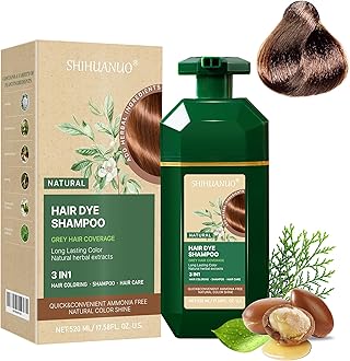 Hair Dye Shampoo 3 in 1 for Gray Hair Coverage, Herbal Ingredients Natural Shampoo Hair Dye for Women & Men/Ammonia-Free 520ml(Chestnut Brown