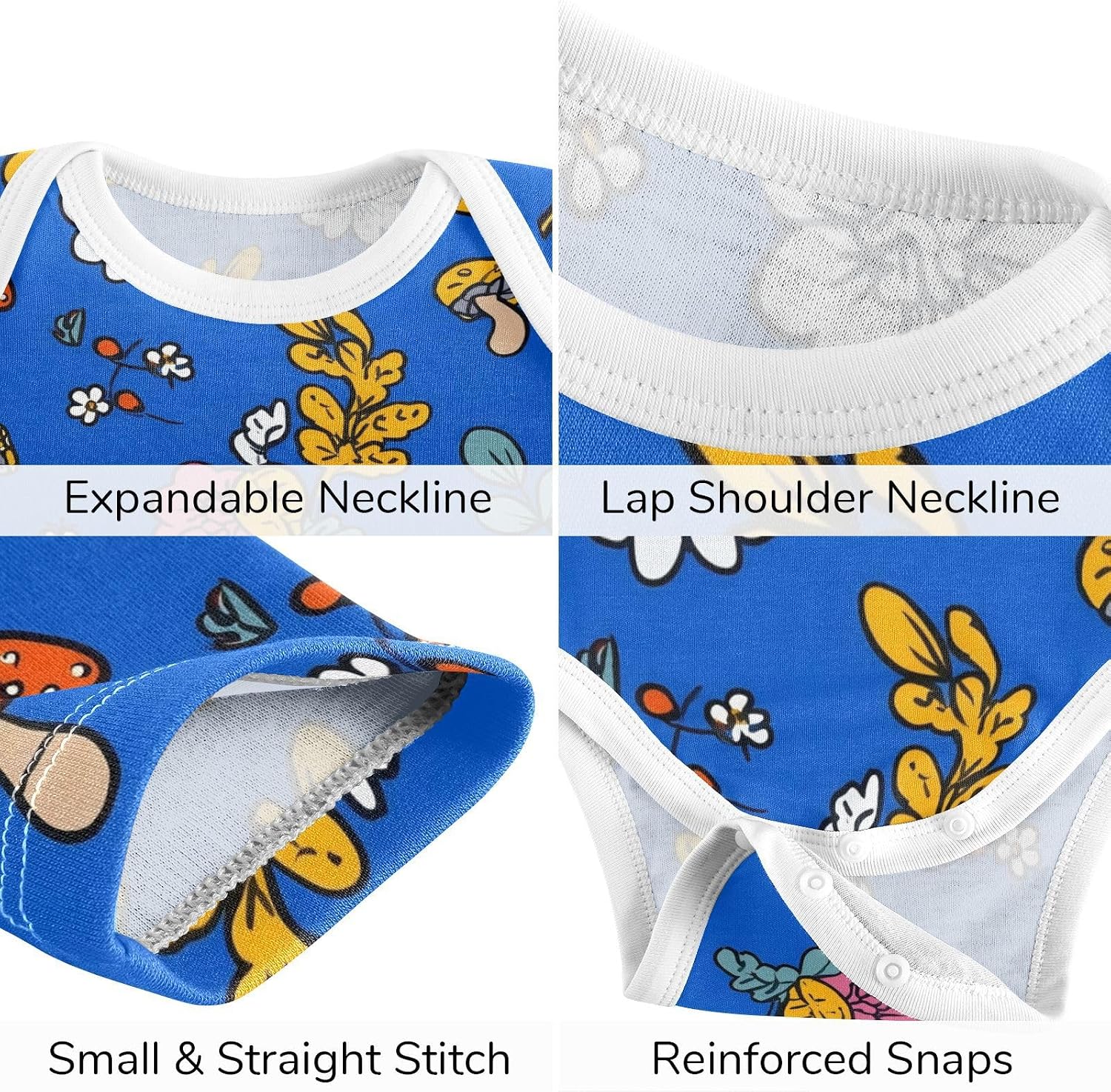 vvfelixl Baby Clothes Mushrooms Flowers Baby Bodysuits Set Unisex Short Sleeve Babys Pants Sets 0-3M