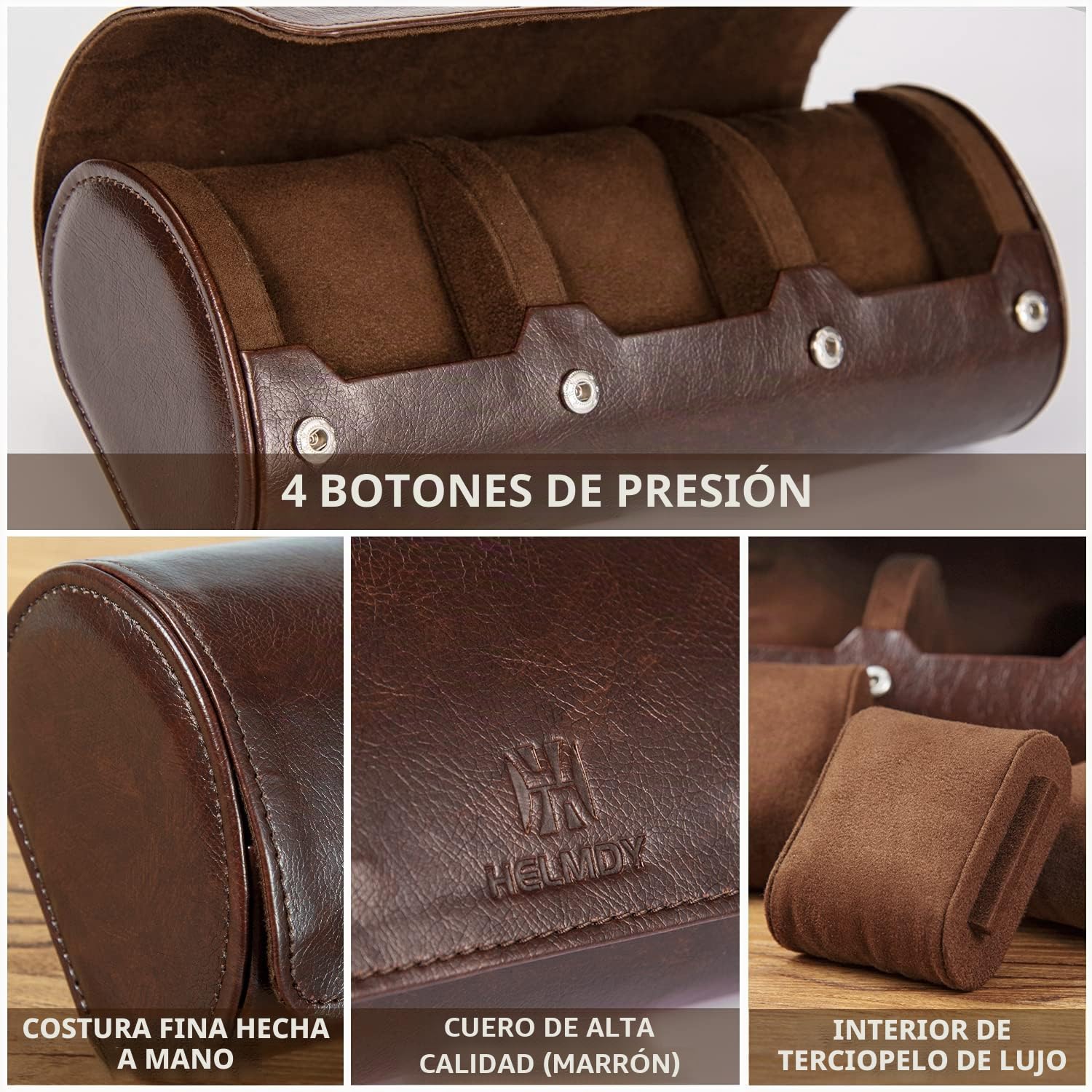 Cajas para Relojes de 3 Ranuras, Caja Relojes Organizador Joyero Estuche Estuche de Cuero de PU para Hombres y Mujeres, para Guardar Organizador Watch Estuche de Viaje para Relojes(Marrón)