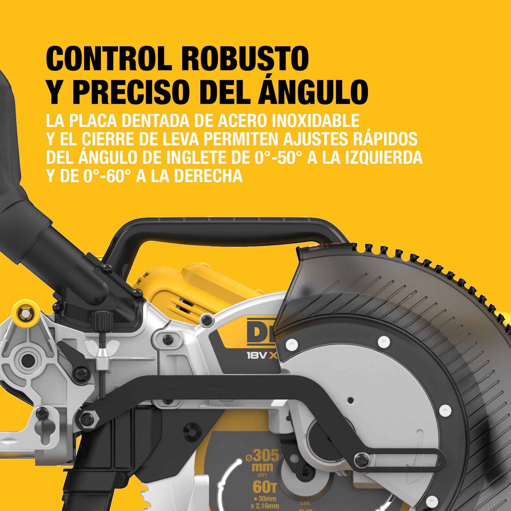 DEWALT Tronzadora 18V XR 305mm. Corte de alta capacidad y precisión con motor sin escobillas, control avanzado del polvo y compatibilidad con la batería XR, sólo herramienta, DCS782N-XJ