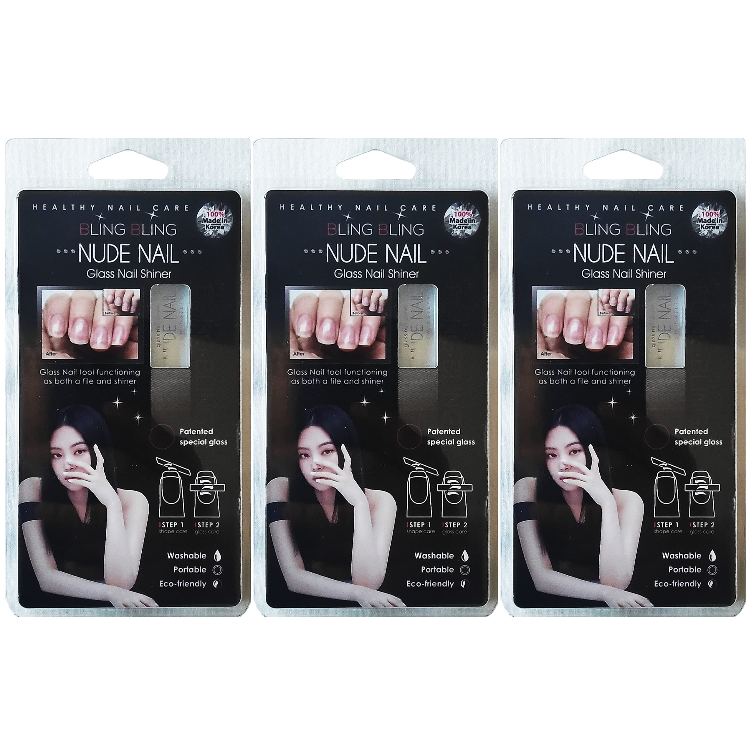 Dains - Lima professionale per unghie in vetro con custodia, 3 EA | Lima per unghie finte naturali e acriliche, per manicure e pedicure