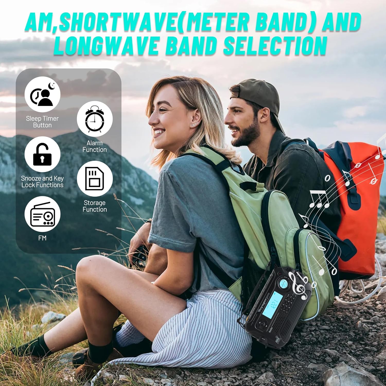 KA600 Black Solar/Crank AM/FM/SW NOAA Weather Radio, Bonus AC Adapter/Charger, 5-LED Reading lamp, 3-LED Flashlight, Thermometer & Humidity Meter (Kaito)
