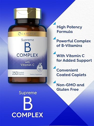 Miniatura 4 de Carlyle Vitamina B Complex Plus Vitamina C  250 cápsulas  Suplemento vegetariano, sin OMG y sin gluten