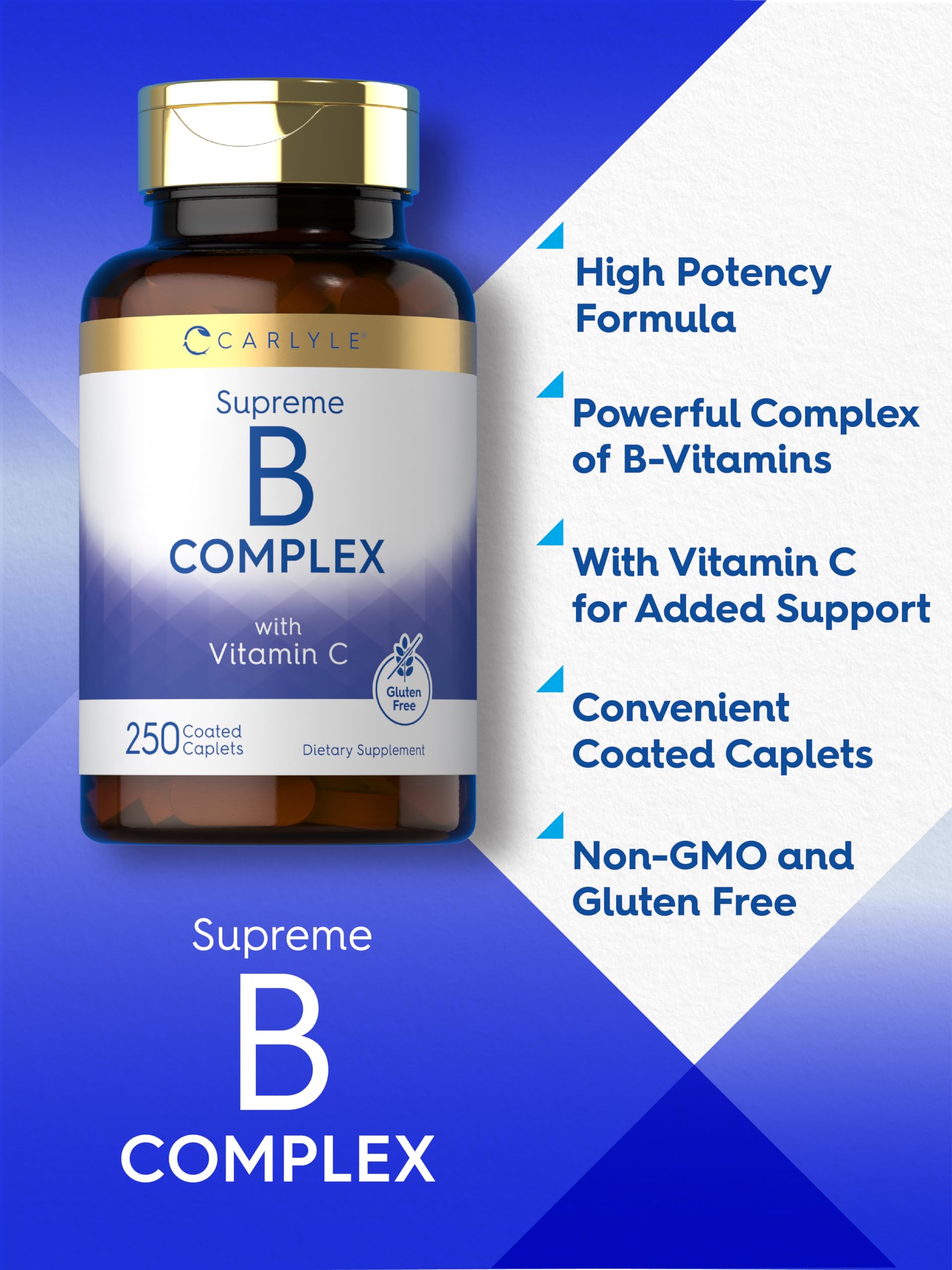 Carlyle B-Complex with Vitamin C & Folic Acid | 250 Caplets — Amazon image 4