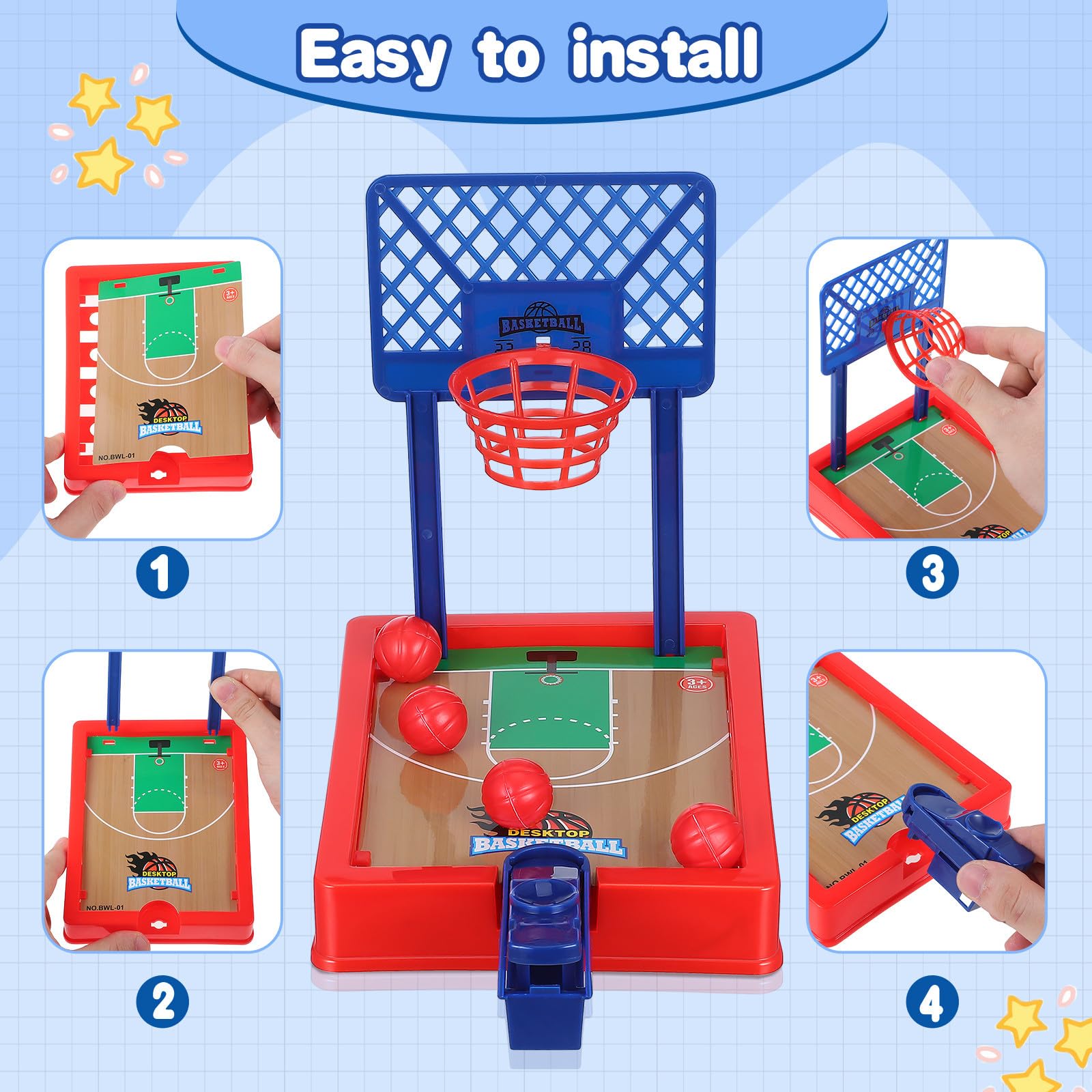 IMIKEYA 2pcs Mini Desktop Basketball Games with 4 Balls, Finger Basketball Shooting Games for Kids Office, Home - Image 2