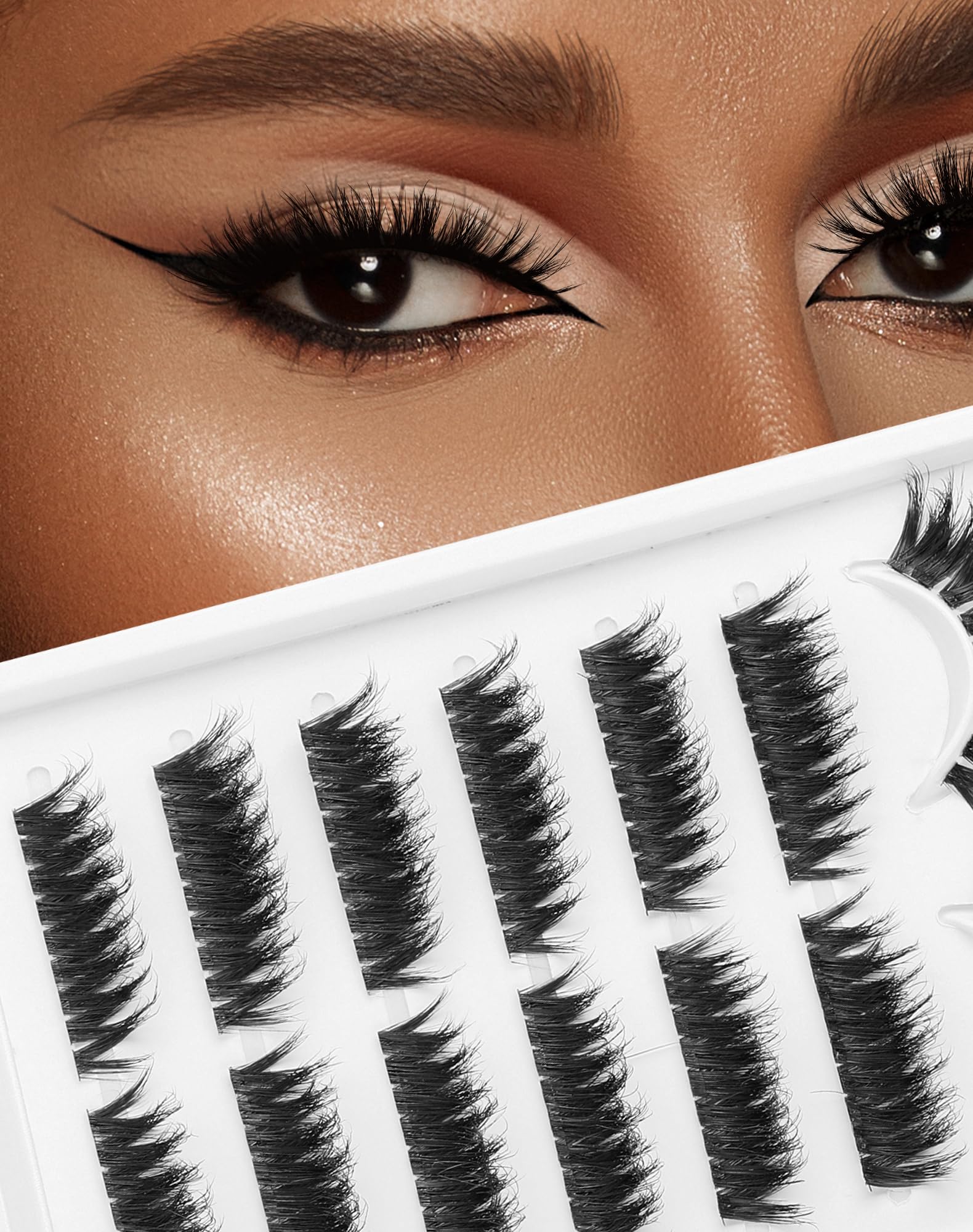 Short Lash Clusters Wispy C Curl Eyelash Clusters Volume Individual Eyelashes Natural Cluster Eyelash Extensions Natural Looking Cluster Lashes by Jiocolor(C Curl, 8-14mm): DY30