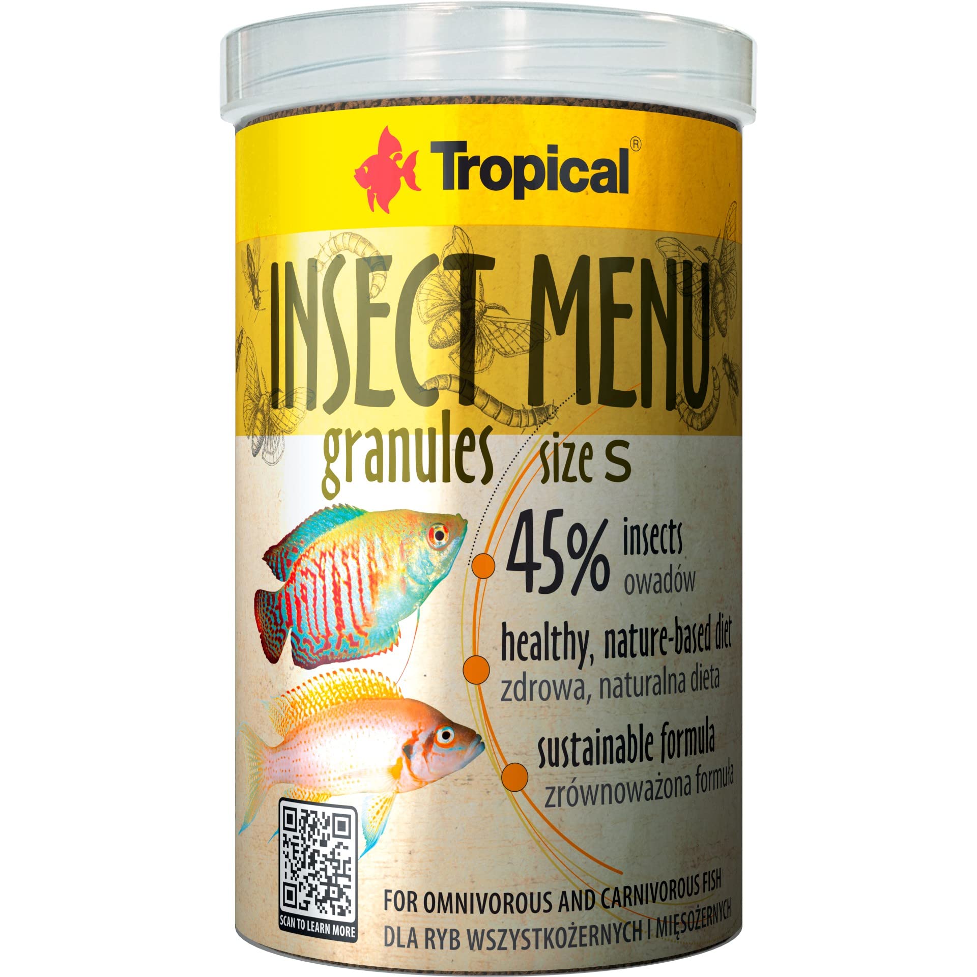 Insect Menu GRANULES Size S 1000ml / 540g - alimento para Peces con multicomponente en Forma de granulado a Base de 3 Insectos