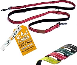 Dog Training Leash 2 Metres – Strong, Comfortable, Multifunctional and Adjustable Double Leash for Dogs – Red – Hands Free Dog Leash for Small, Medium and Large Dogs