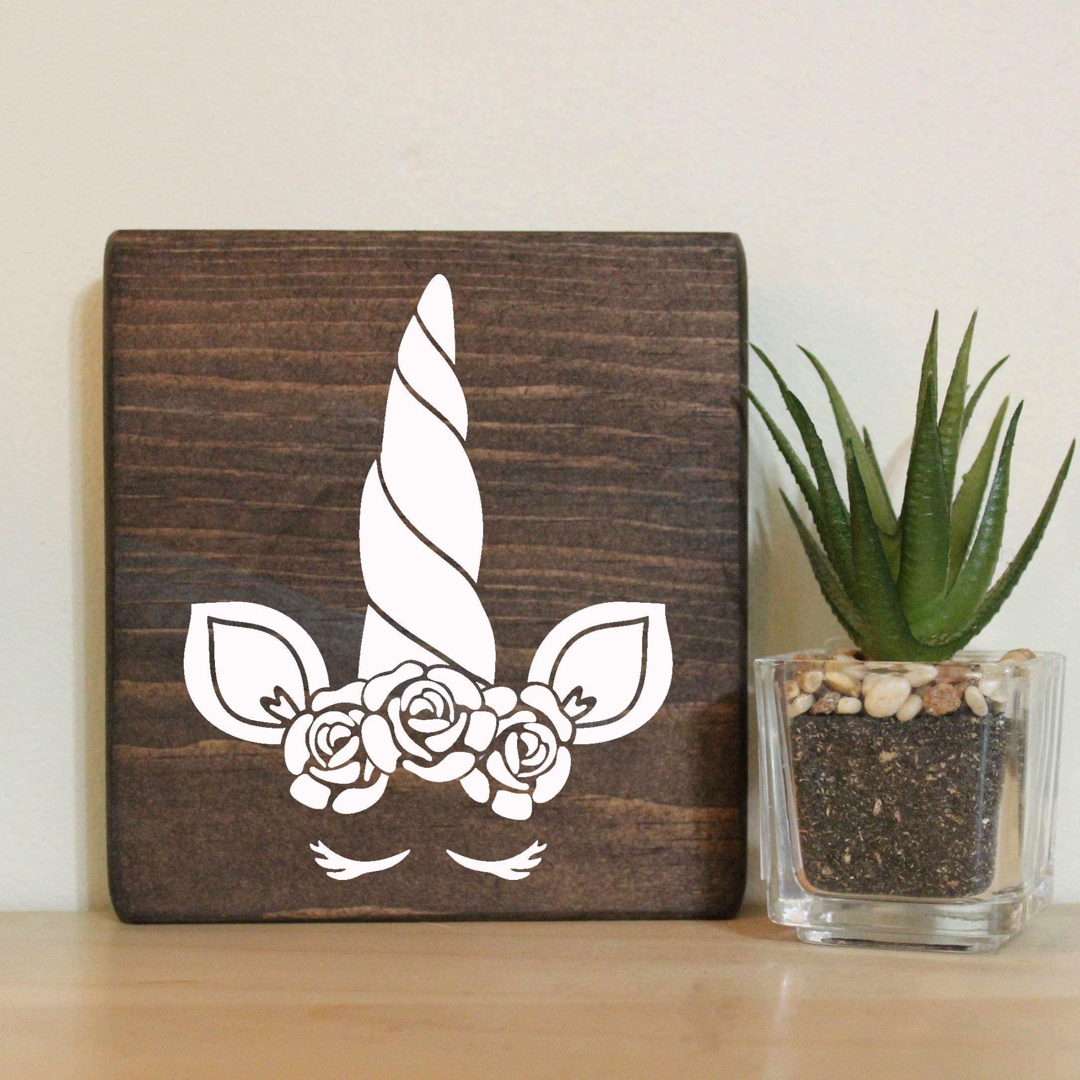 Unicorn Small Rustic Wooden Sign 5"X5"