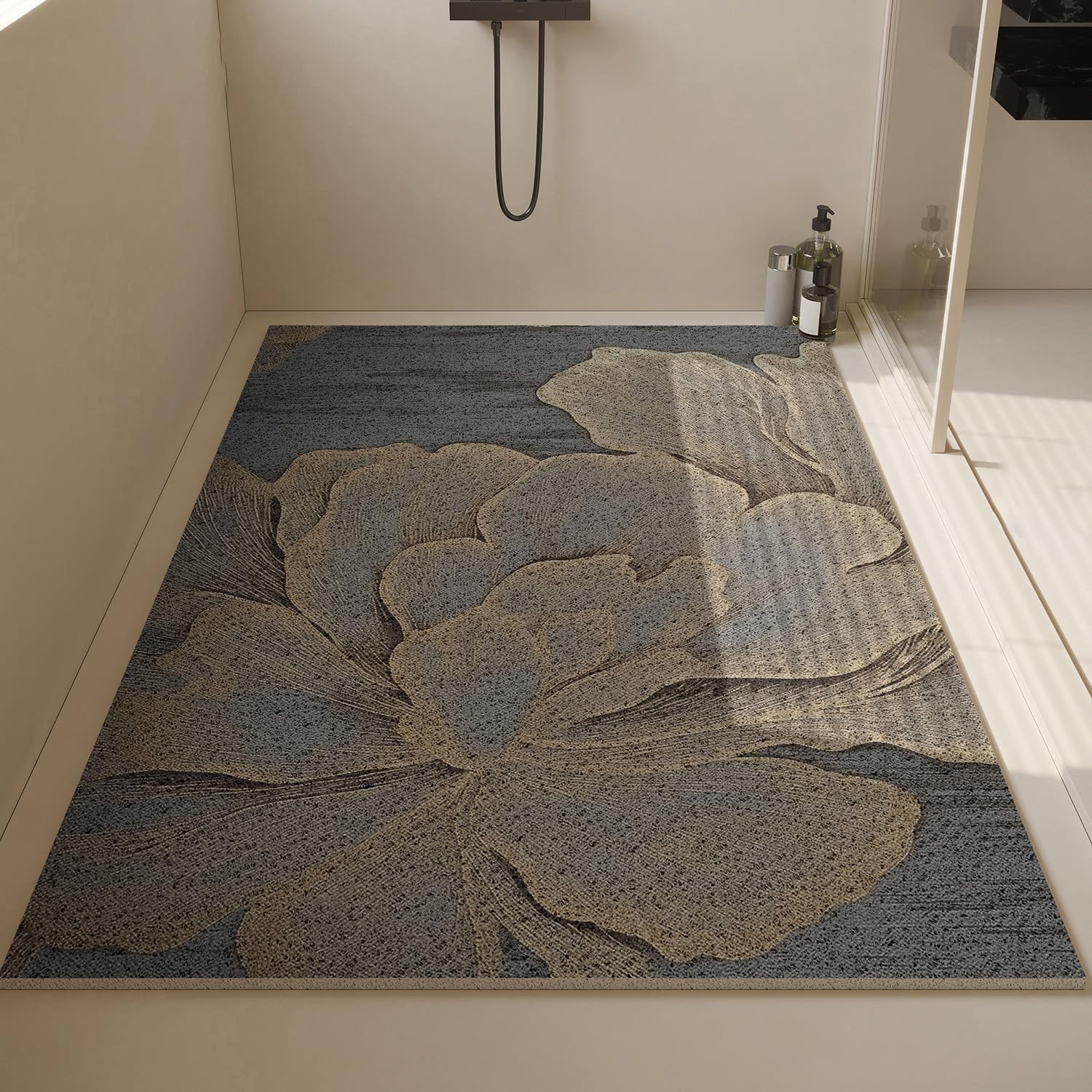 Antypoślizgowa mata łazienkowa 40 x 60 cm kwiatowy wzór mata prysznicowa otwór drenażowy dywanik łazienkowy miękki materiał luffa szybkoschnący łazienka Tappetino komfort i bezpieczeństwo do użytku