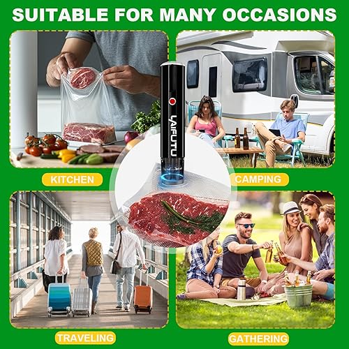 Miniatura 3 de Sellador al vacío con 5 bolsas reutilizables Sous Vide, sellador al vacío compacto de mano para conservación de alimentos, máquina selladora