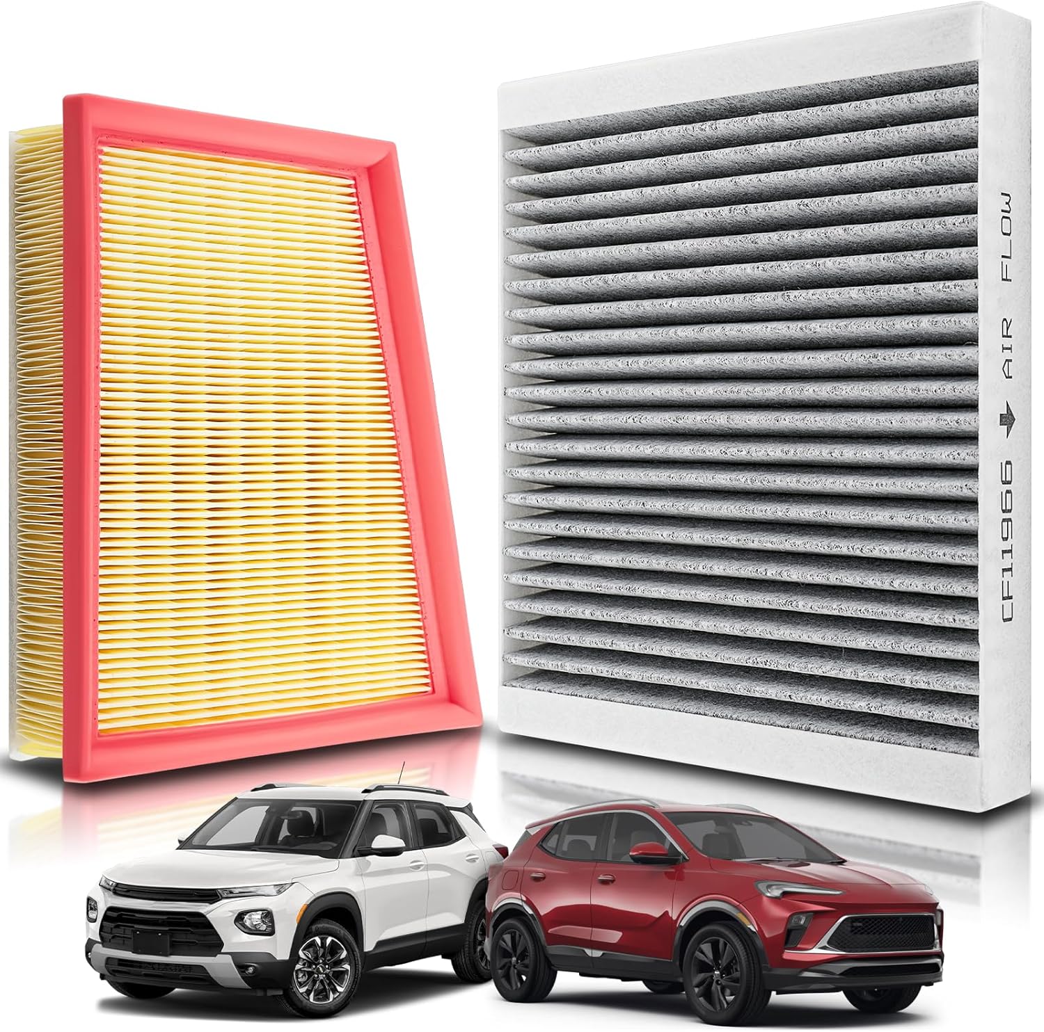 AUTOKAY Cabin and Engine Air Filter Set Fits for Buick Encore GX 2020-2025 Envista 2024-2025 for Chevrolet Trax 2024-2026 Trailblazer 2021-2026 RE# 42712666 CF11966 JM2666 CA12814 Not for Buick Encore