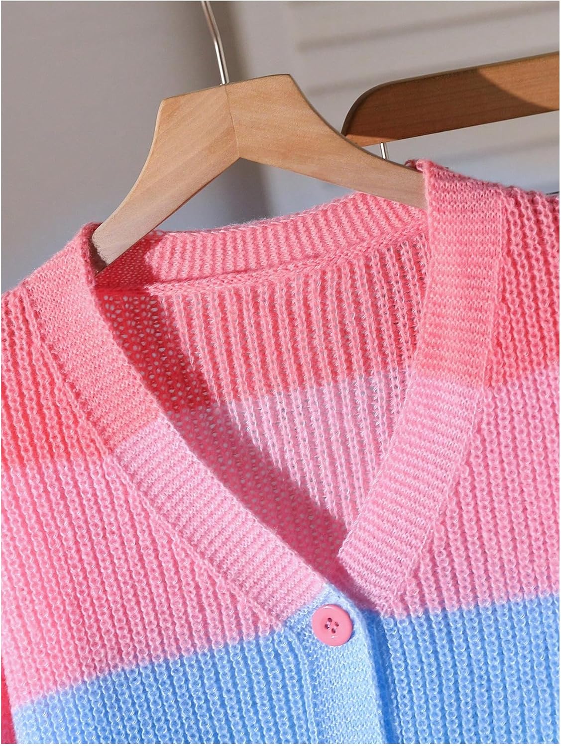 Girl's Rainbow Cardigan Sweater Fall Cute Sweaters Colorblock Button Down Cardigan Long Sleeve Knitted Top - Image 3
