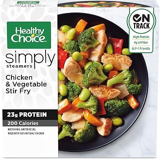 Healthy Choice Simply Steamers Chicken & Vegetable Stir Fry Frozen Meal - 23g Protein, 200 Calories, No Artificial Ingredients, 9.25 oz