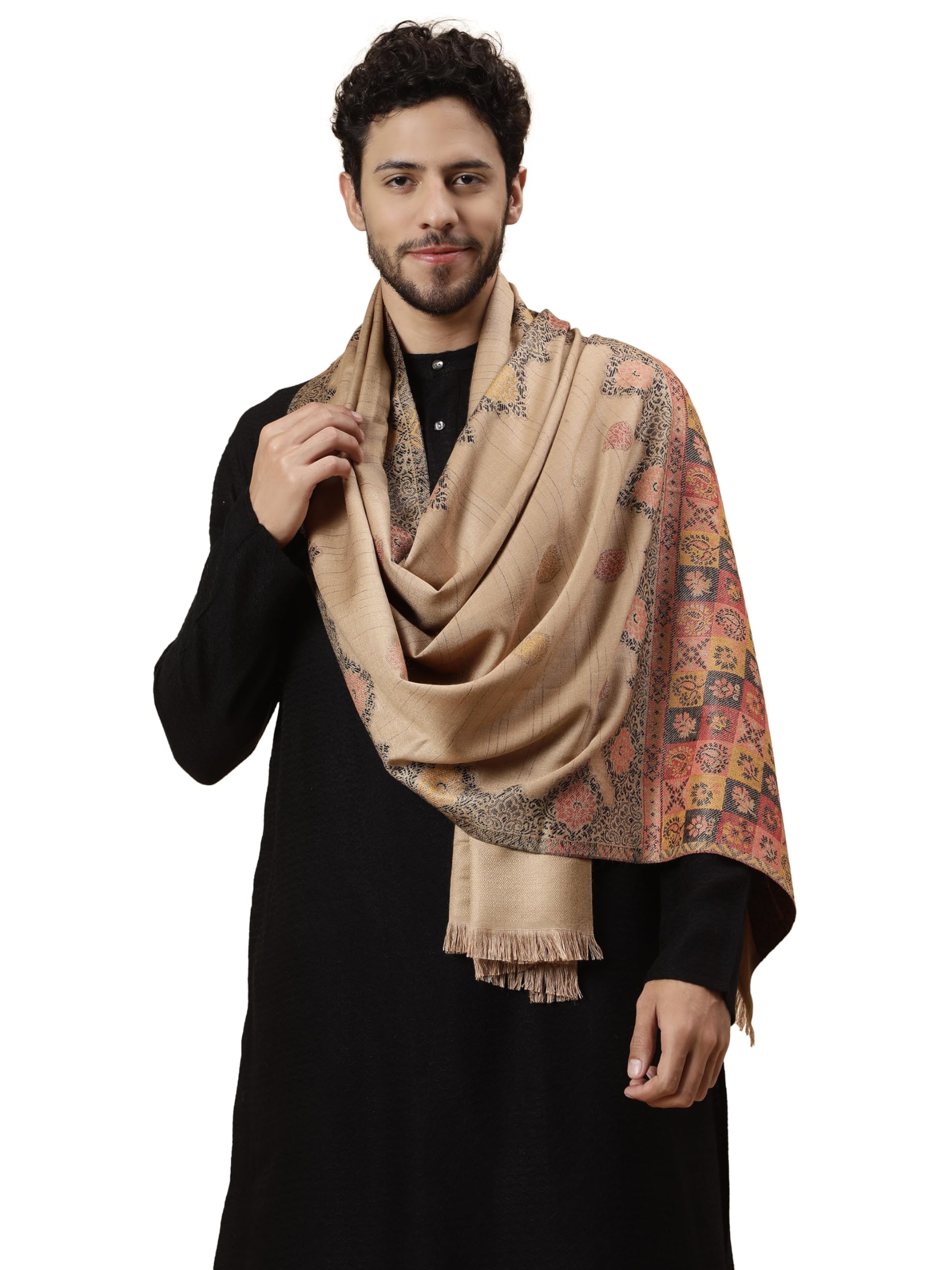 tweedle Men’s Ethnic Stole/Dupatta for Weddings and Parties, Geometric Pattern Palla, Men’s Muffler, Medium Size-picture-15