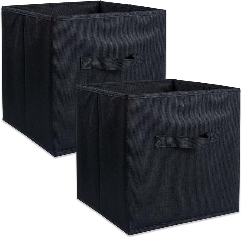 DII Collapsible Storage Organizer Bin, Small, 11" Cube, Black, 2 Count