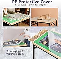 Vista 8 de Mesa de rompecabezas inclinable con cajones de 1500 piezas, 3 ángulos ajustables, sin montaje y diseño plegable, patas de metal y cubierta